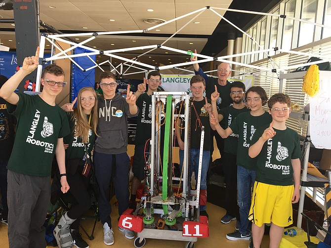 Pictured, from left, are team members Joey Massaro, Abby Piper, Zach Lesan, Nate Ludlow, Peter Swaak, Team Mentor Robert Foley, Shayan Golshani, James Ellsworth, and Otto Janke.