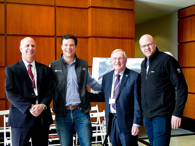 From left: Dr. Gerald Gordon (President and CEO, Fairfax County Economic Development Authority), Russell P. Reeder (President and CEO, OVH US), Del. Ken Plum (D-36) and Dean Gels (Chief Financial Officer, OVH US).
