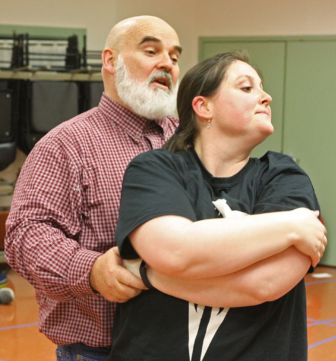 TAP actors rehearse a scene from “Sweeney Todd,” which runs from April 13-28 at the Thomas Jefferson Community Theatre in Arlington.