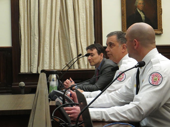 Fire Chief Robert Dubé petitions the City Council to allow the Alexandria Fire Department to pursue grant funding.