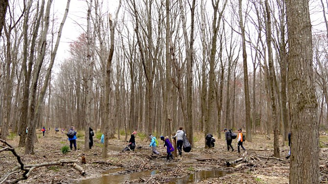 Girl Scout Junior Troop 3446 from Springfield helped clean up Huntley Meadows Park in Alexandria for the annual Fairfax County Parks cleanup day with The Nature Conservancy on April 7.