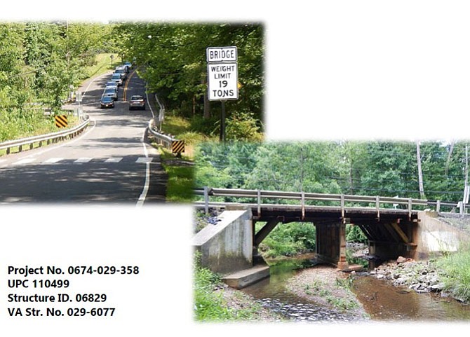 Image of Route 674 (Hunter Mill Road) over Colvin Run as seen in materials provided to the public at the recent VDOT Public Information Meeting.
