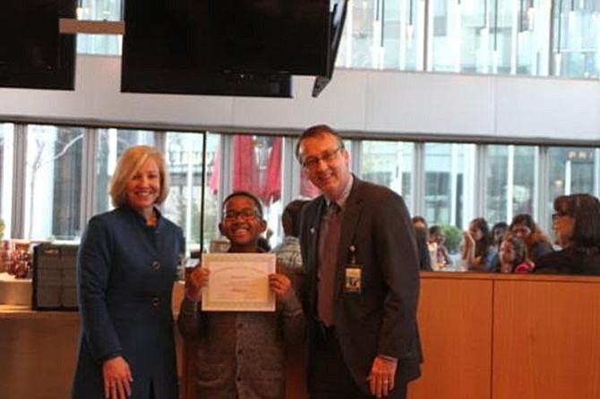 From left: Maureen Loftus, Executive Director LearningRx, Julian Evans, Westbriar ES, and Dr. Scott Brabrand, Superintendent FCPS.