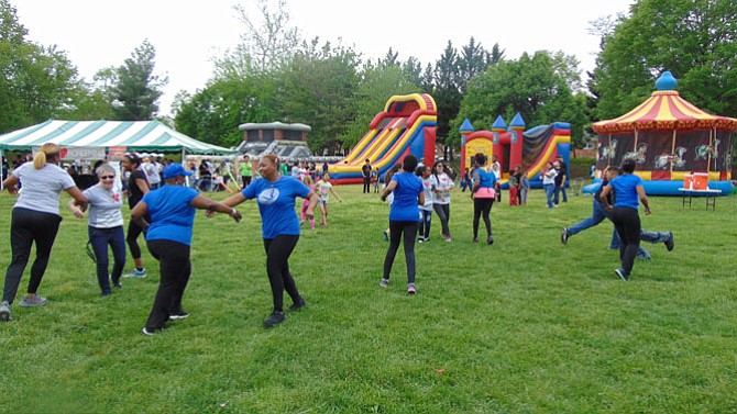 Members of Zeta Phi Beta Sorority with the Omicron Theta Zeta Chapter take part in a Zumba class.