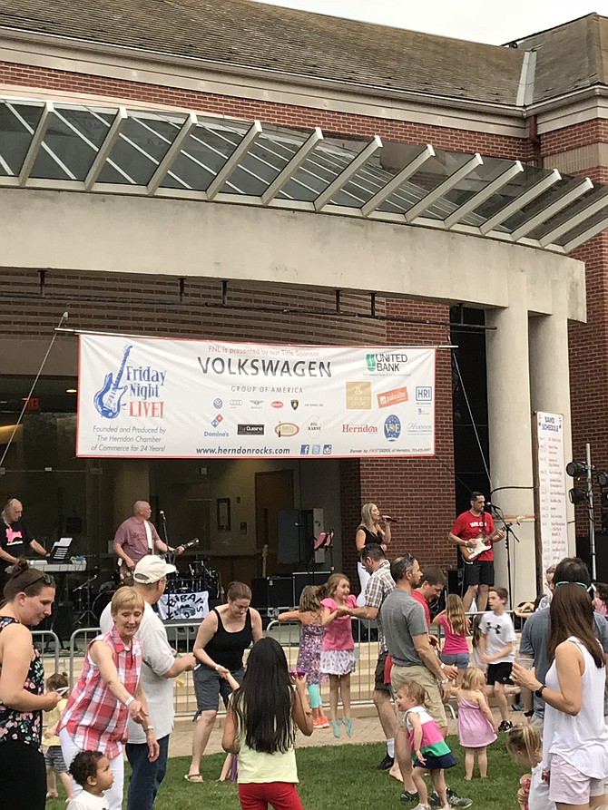 Friday Night Live is a family-friendly, outdoor concert series, back every Friday, now through Aug. 24, 2018, except June 1 due to Herndon Festival.