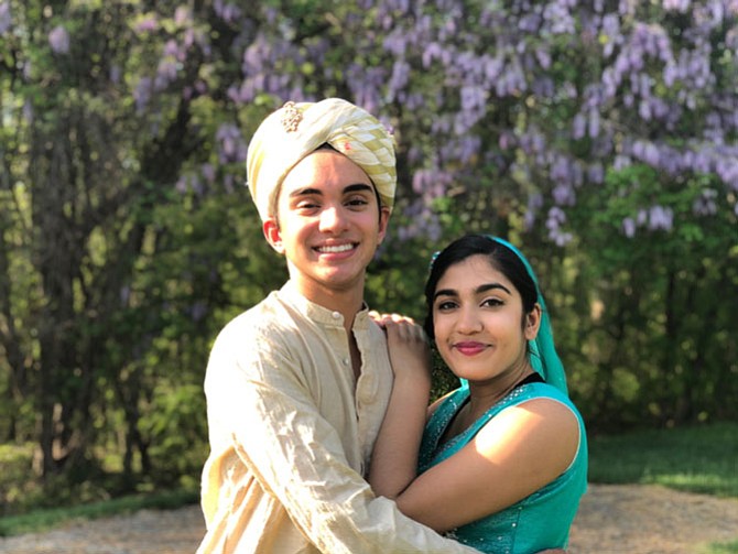 Aladdin and Jasmine (Aditya Wineland and Sonali Doshi) in Marshall HS’ Spring Choir Show, “The Musical World of Disney,” June 1 & 2, tickets available at www.marshallhighschoolchoir.org