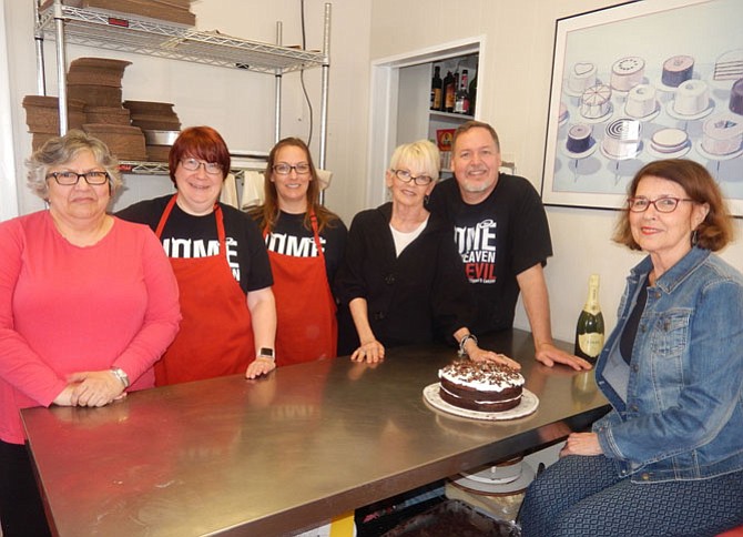 (From left) are Angela Wijas; Ruthie Evers; Gina Bonney; Victoria’s Cakery founder Victoria Eustice; her son and the shop’s owner since 2001, Mike Hensley; and Linda Campbell.
