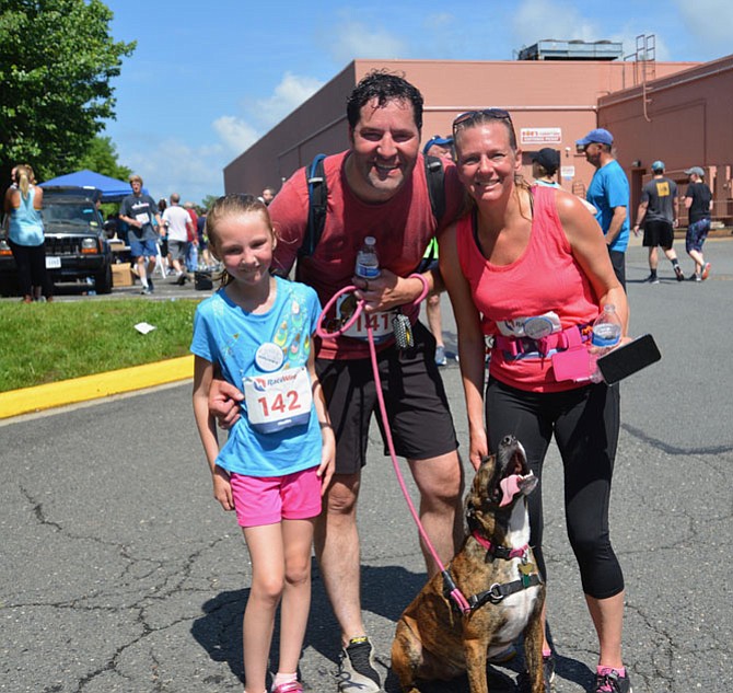 The Smyth family from Fairfax, Sean, Amy and daughter Malana, finished the 5k benefit race with HART adoptee Lily. “She was awful,” joked Sean. “I know I could have won without her!”