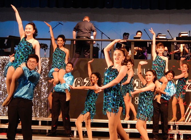 The ShowStoppers perform “Conga Rhythm” in the finale of the May 4-5 Jazz & Pizzazz extravaganza.
