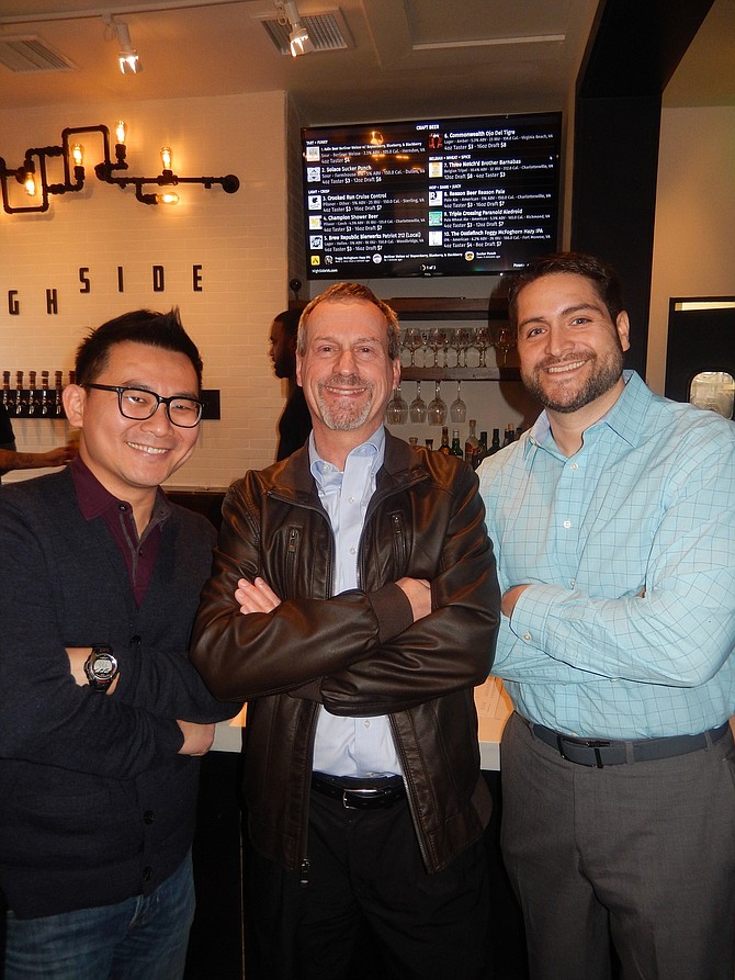 The three co-owners of craft-beer bar High Side are (from left) Jinson Chan, Tom Strat and Fito Garcia.