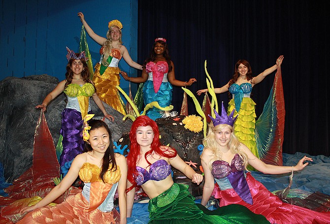 From Fairfax High “Disney’s The Little Mermaid” are (clockwise from top) Brigid Smullen, Tatiane Jones, Josie Morgan, Hannah Runner, Kamila Adamczyk (Ariel), Diana Park and Aya Nassif.
