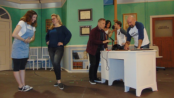 The cast of LTA’s “The Nance” rehearses a scene from the show.