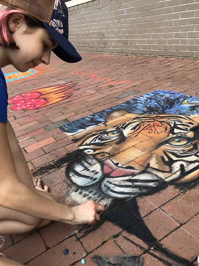 Maxine Prudhomme, 14, of Reston is the Winning Amateur Artist, 1st Place at Public Art Reston Chalk on the Water at Lake Anne held June 9-10, 2018.
