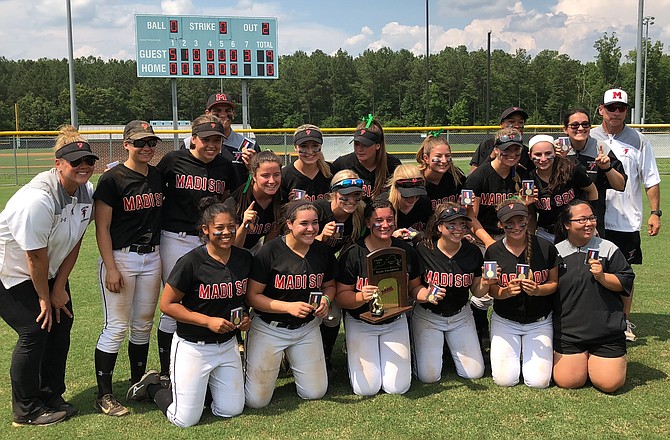 The 2017-2018 Madison HS Softball team earned its second consecutive state champion title by beating Manchester HS 9-0.