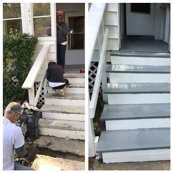 Before and after photos of the steps.