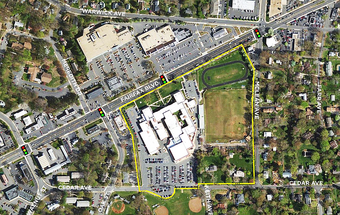 Aerial View of the Paul VI High School site in the City of Fairfax.