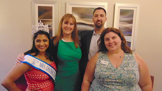 (From left): Kavita Nanavati, Mrs. District of Columbia USA Ambassador 2018 who emceed the event; Nancy Rivard, President of Airline Ambassadors; Bill Woolf, Founder of Just Ask; and Jodi O’Hern, Director of Just Ask.
