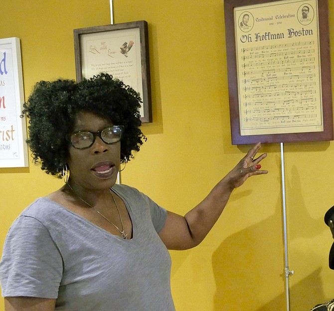 Felecia Brice McFail made 100 of the commemorative calligraphy works to celebrate the centennial of Hoffman Boston, the only Black high school in Arlington until 1964.