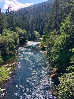 North Umpqua River near the Steamboat Inn: Photo taken from the bridge over the North Umpqua.