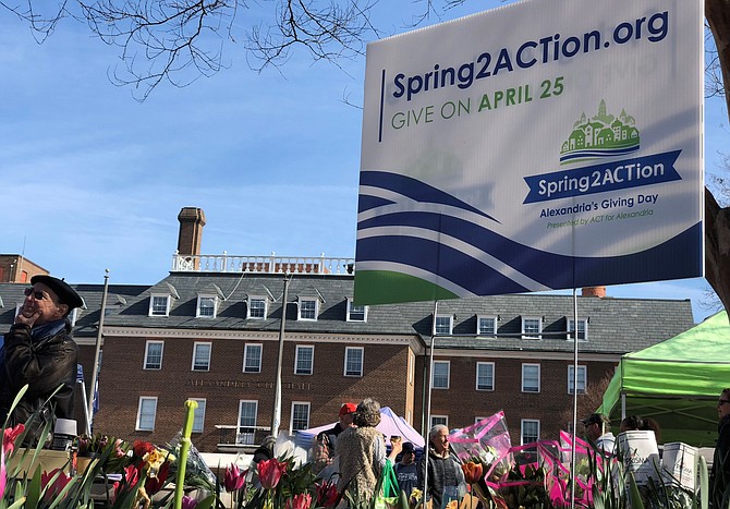 Gathering for Spring2ACTion, Alexandria’s Giving Day, at City Hall.