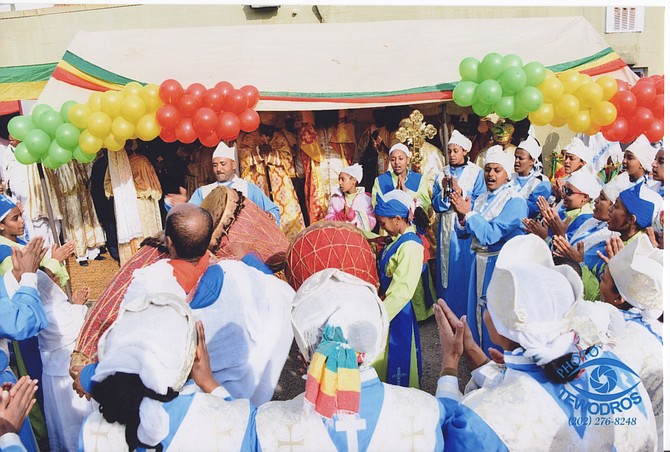 Mesrake Tsehay Kidus Teklehaymanot, a congregation in the Ethiopian Orthodox Tewahedo tradition of Christianity, celebrates a native Ethiopian saint.