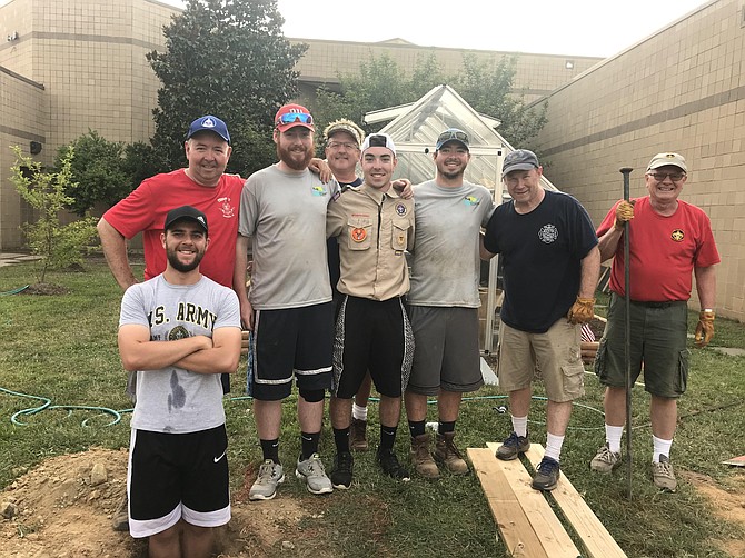 Connor Whalen’s Eagle Scout Project volunteers included (from left): Phillip Schneider, Kevin Whalen, Matt Whalen, Jon Bitto, Connor Whalen, Ryan Whalen, Chris Doyle, and Alan Schneider.