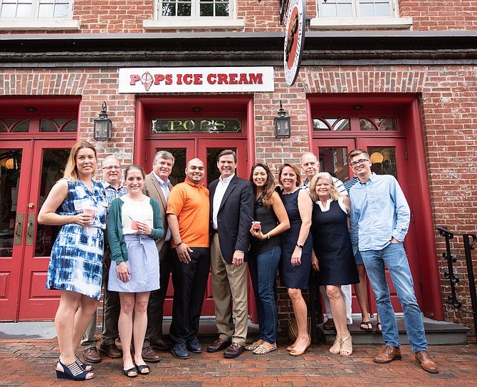 From left: Sabrina Porta, Chris Robinson, Rachel Lee, Michael Day, Tony Ayala, David Hawkins, Lindsay Underwood, Amanda Wallingford, Bob Martini, Joan Shannon, and John Shannon at Pop’s Old Fashioned Ice Cream.