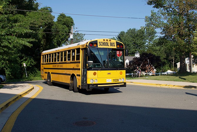 A bus arrives at Carderock Springs Elementary School on the first day of school, Tuesday, Sept. 4. More than 163,500 students were expected to attend Montgomery County Public Schools’ 206 schools for the start of the 2018-2019 school year — the largest enrollment in the district’s history. There are nearly 900 new teachers, more than 250 new supporting services professionals and 25 new administrators this school year.