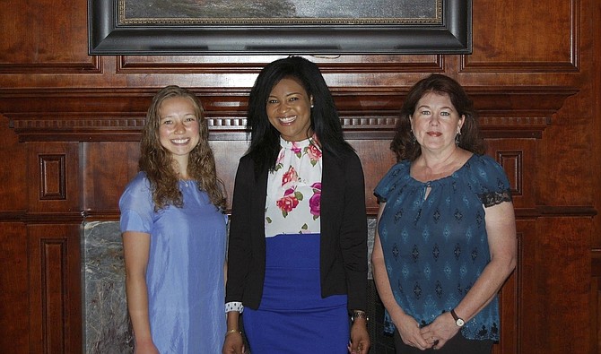 From left: Great Falls Friends & Neighbors Club Scholarship recipients Christina Gleason, Bernice Anyang, and Regina O’Brien.