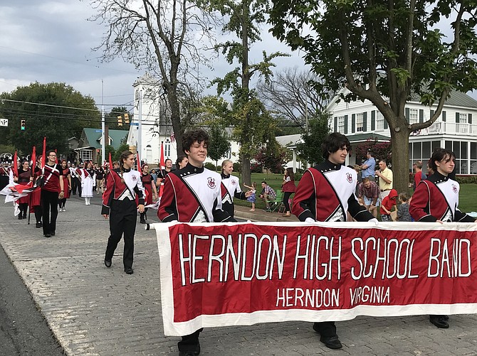 The Herndon High School Band leads Homecoming Parade 2018, Saturday, Sept. 22.