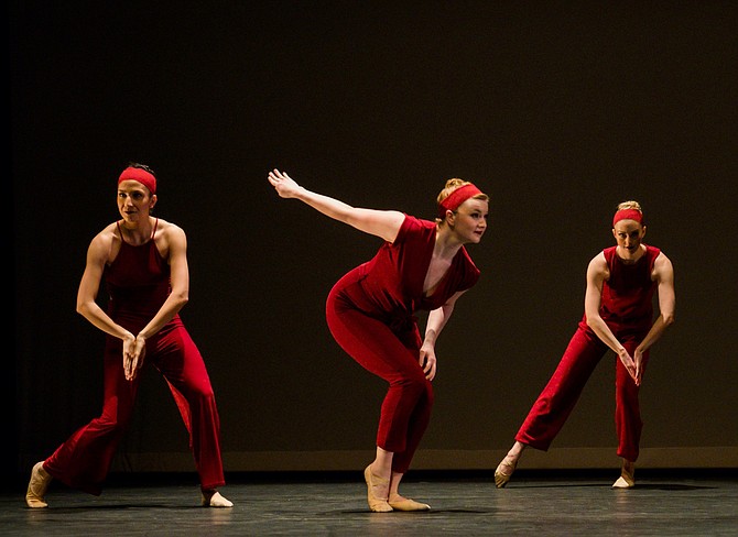 From left, Gin Dance Company dancers Therese Gahl, Hannah Church, and Alissa Huff.