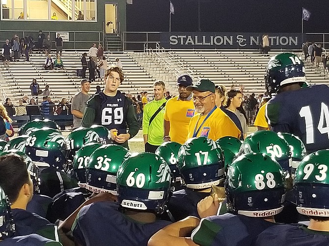 Head coach Gerry Pannoni and the South County football team improved to 2-2 with a 36-6 win over Hayfield on Sept. 21 in Lorton.