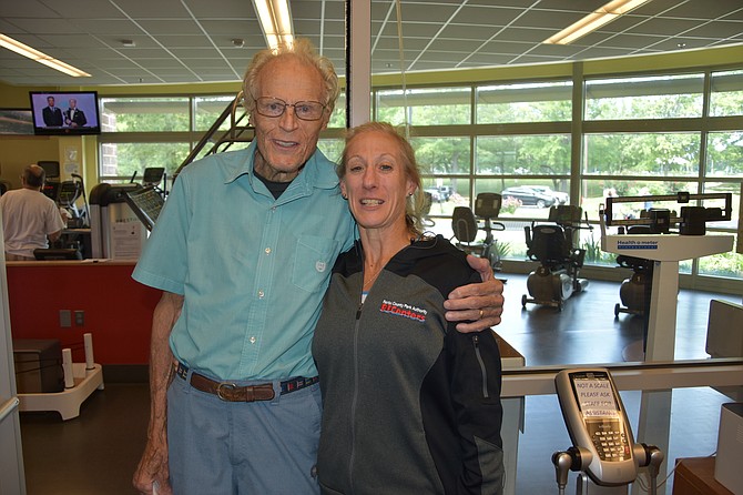 Dixon Hemphill with Laurie Strickland, fitness director at South Run Rec Center in Springfield.