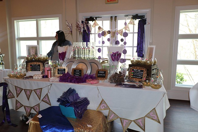 Table display of items for sale at April’s Upcycle Wedding Fair at Rockwood Manor. Another fair is scheduled this month.