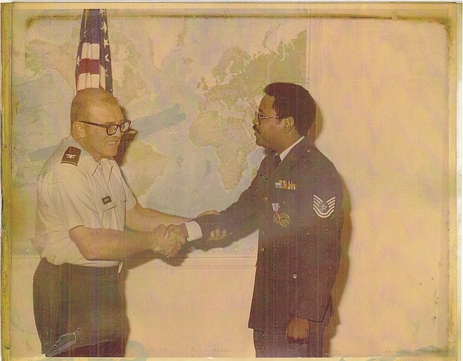 Master Sergeant Charles “Buddie” R. Napper receiving an award from the Joint Chiefs of Staff in 1978.