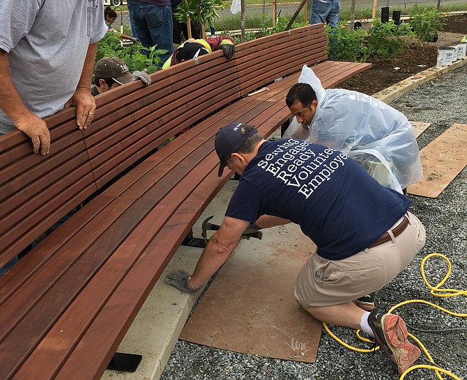 Volunteers made repairs to the Commonwealth Avenue Park, located at the intersection of Commonwealth and Reed Avenue.
