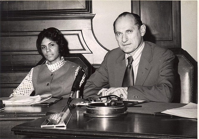 Alice Morgan, left, in an undated photo, as the first woman and first African American to serve on the Alexandria Planning Commission.