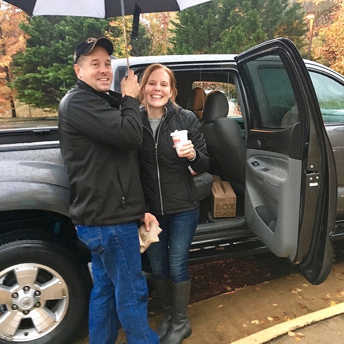 Arlington poll greeters who had travelled to Occoquan to help out were impressed by the kindness of Michael and Sarah Mishler, who drove to each polling station handing out free, hot coffee and donut holes.