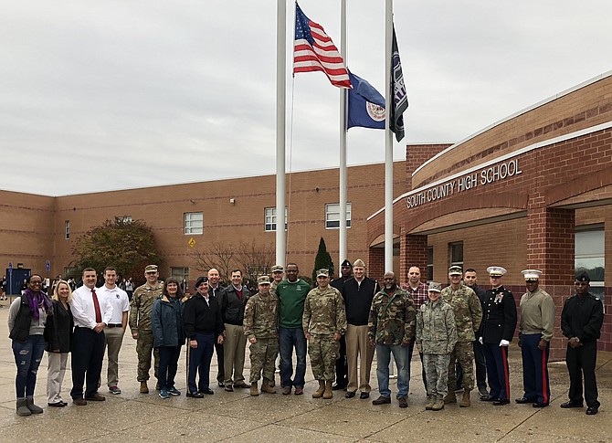 The Veterans associated with South County High School during the Veterans Day Ceremony at the school last Friday.