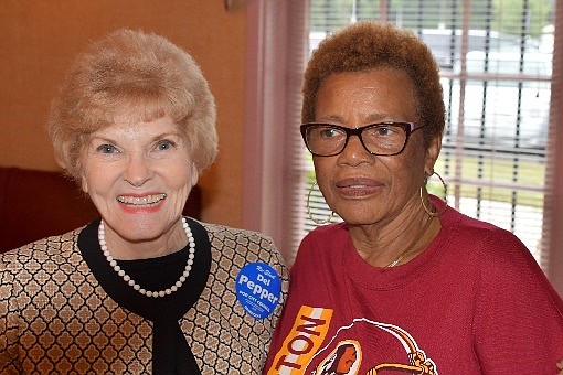 City Councilwoman Del Pepper with President of the DPC Ladies Auxiliary Rosa Byrd at the 91st anniversary celebration of the Departmental Progressive Club.