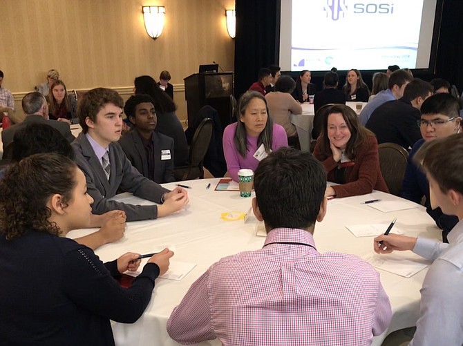 South Lakes High School students discuss the dilemma in an organ donation during Ethics Day 2018, a program presented as a partnership between Greater Reston Chamber of Commerce and South Lakes High School.