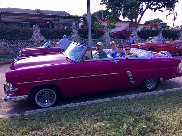In Havana in 1954 Ford for touring the city. From right: Fran Lovaas, Pat Coluzzi, Dale Sheldon and John Lovaas at the wheel. Latter replaced by licensed Cuban driver for city tour.