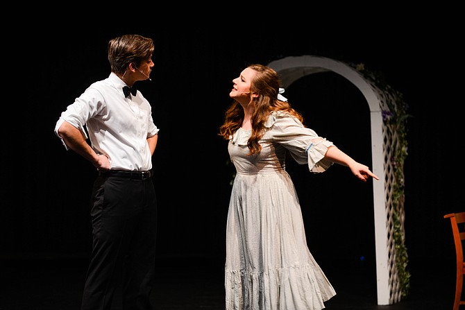 As her character joins in conversation with her father, senior Erin Reno and senior Cole Terra at Robinson Secondary enjoy their last fall play together of their high school career.