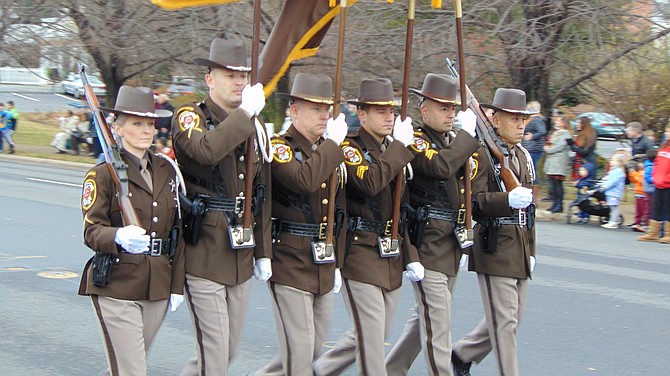 The Fairfax County Sheriff’s Honor Guard kicked off the Winterfest Parade in McLean.