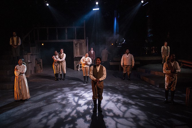 From left, Russell Rinker, Karma Price, Billie Krishawn, Ayanna Hardy, Suzy Alden, Gary L. Perkins III, Joshua Simon, Demitrus Carter, Rebecca Ballinger, and V. Savoy McIlwain in "A Civil War Christmas: An American Musical Celebration" at 1st Stage.