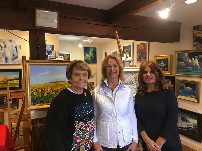 Coty Dickson, Mary Nesbitt, and Layla Gray of “Artists on the Green” pictured in their studio.