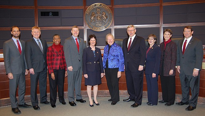 Sharon Bulova with the Board of Supervisors.