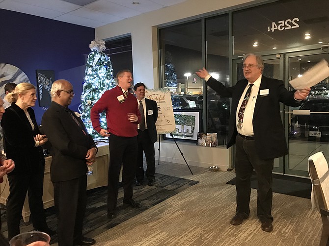 "We are spending money like it's water, and we need some," Carl Jenkins told the crowd of attendees at the Thursday evening, Dec. 6 fundraiser for Fellowship Square hosted by Hunters Woods at Trails Edge.