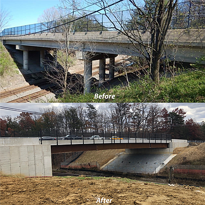 Backlick Road bridge ‘before’ and ‘after.’