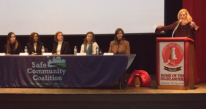 More than 250 people turned out at McLean High School Dec. 6 to see the film “Angst: Raising Awareness Around Anxiety” sponsored by the Safe Community Coalition of McLean. Peggy Fox of WUSA 9 moderated a panel discussion following the film.